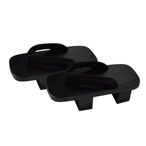 TOPPERFUN Japanische Clogs Holzplattform Sandalen Unisex Sommer Hausschuhe Komfortabel Slip Design Langlebig Schwarz Passend für Fuß von TOPPERFUN