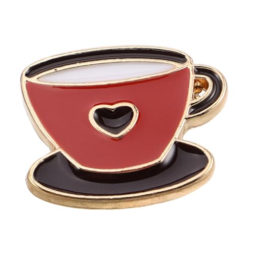 TOPPERFUN Kaffee Anstecknadel Brosche für Kaffeeliebhaber Robustem Metall Cartoon Kaffeetasse Design Modisches Accessoire für Damen Einfache Befestigung von TOPPERFUN