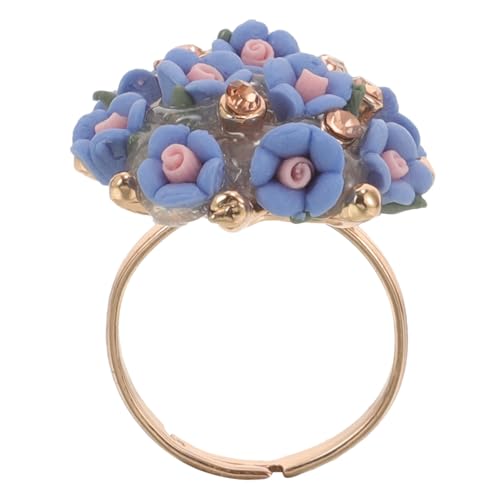 TOPPERFUN Keramik Blumenring Damen Eleganter Blütenring Modischer Schmuck Alltag Schmuck Geschenkidee von TOPPERFUN