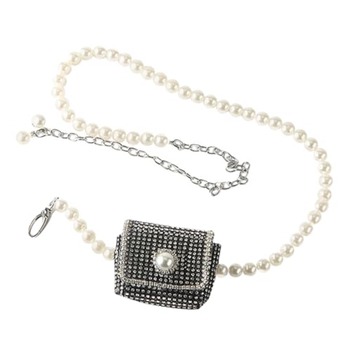 TOPPERFUN Kettenbeutel Perlen mit Strass für Damen Taillengürtel Tasche für Reisen Schule und Alltag Leicht Robust und Vielseitig Kombinierbar von TOPPERFUN
