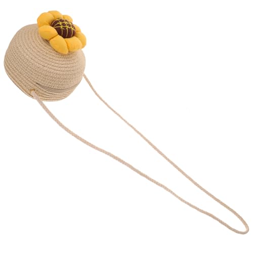 TOPPERFUN Kindertasche Geflochtene Schultertasche mit Blumenmotiv Handgefertigte Mini Umhängetasche für Mädchen Strand Party Freizeit Beige von TOPPERFUN