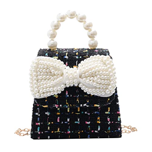 TOPPERFUN Bowknot Umhängetasche für Kleine Mädchen Perlenhenkel Süße Handtasche für und Leicht für Weihnachten und Besondere Anlässe von TOPPERFUN