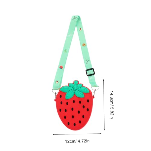 TOPPERFUN Kleine Erdbeer Münzbörse aus Silikon Leichte Crossbody Tasche für Damen und Mädchen Modische Umhängetasche mit Süßem Frucht Design Kompakte Geldbörse für Alltag Shopping und von TOPPERFUN