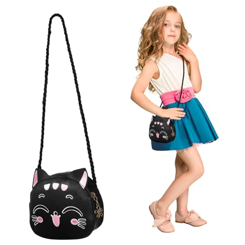 TOPPERFUN Katzen Tasche Cartoon Mädchen Umhängetasche Pu Material Ohr Design Kleingeldtasche Schlüssel Handy Kartenhalter Reisen Einkaufen von TOPPERFUN
