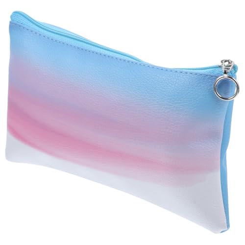 TOPPERFUN Kleine Multifunktionale Make Up Tasche mit Reißverschluss Wasserfeste Leichte Aufbewahrungstasche Kompakte Handytasche und Organizer für Reisen und Alltag Farbverlauf Blau von TOPPERFUN