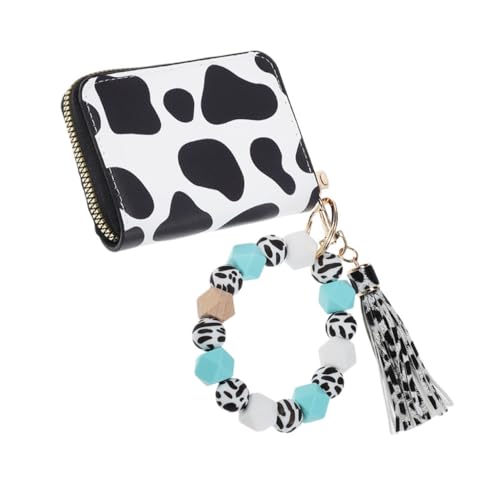 TOPPERFUN Kleine Schlüsselanhänger-geldbörsen Mit Handgelenksverschluss: Pu-schlüsseletui Mit Kuh- – Kreditkartenetui Mit Reißverschluss – Minimalistischer Geld-Organizer Für Frauen von TOPPERFUN