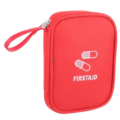 TOPPERFUN Kleine Tragbare Medizin Tasche mit Großem Öffnungsdesign Robuste Oxford Multifunktionaler Organizer für Camping Wandern und Reiseapotheke Leichte Notfalltasche in Rot von TOPPERFUN
