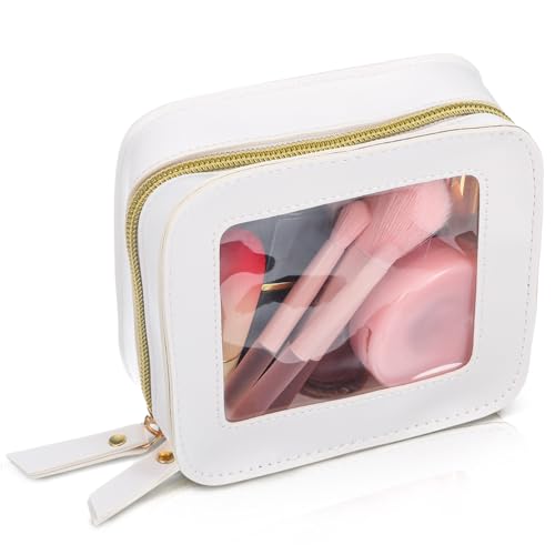 TOPPERFUN Transparente Schminktasche Kleine Reisetasche Durchsichtige Aufbewahrungstasche Mit Reißverschluss Kosmetiktasche Für Damen Platzsparende Lipgloss-Organizer-Tasche Aus PVC Und Pu von TOPPERFUN