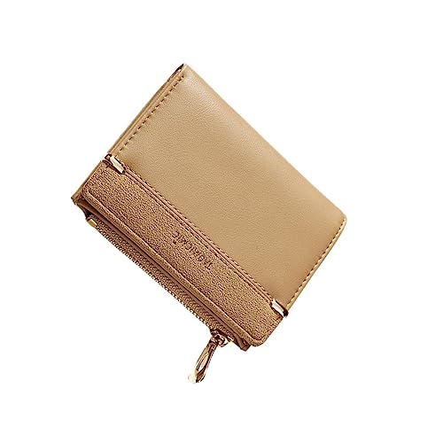 TOPPERFUN Kompakte Damen Geldbörse PU Multifunktionale Tragbare Tasche mit Reißverschluss Braun für Karten Bargeld und Kleine Gegenstände und Langlebig von TOPPERFUN