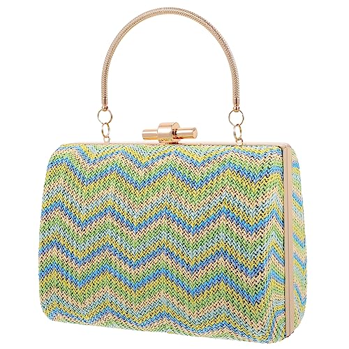 TOPPERFUN Kreative Stroh Umhängetasche Damen Handgewebte Schulter Tasche Robustem Material Freizeit und Kosmetik Aufbewahrungstasche für Alltag und Ausgehen von TOPPERFUN