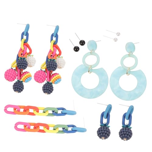 TOPPERFUN Kreatives Ohrringe Damen Statement Kettenglied Tropfen Ohrstecker Modeschmuck für Party und Alltag Auffällige Farbenfrohe Acryl Ohrhänger Modisches Accessoire für Frauen von TOPPERFUN