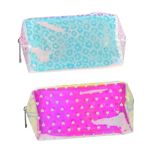 TOPPERFUN Kulturbeutel Kosmetiktasche 2 Stück Tragbare Kosmetik Organizer Tasche für Reisen Wasserabweisend TPU Material für Teenager und Erwachsene von TOPPERFUN