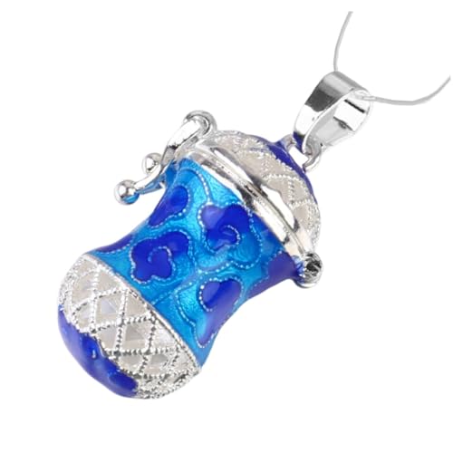 TOPPERFUN Kupferlegierung Aromatherapie Anhänger mit Quadratischem Hohlmuster Parfümhalter für Ätherische Öle Verschließbares DIY Halsketten Accessoire Langlebig und Sicher für Frauen Blau von TOPPERFUN