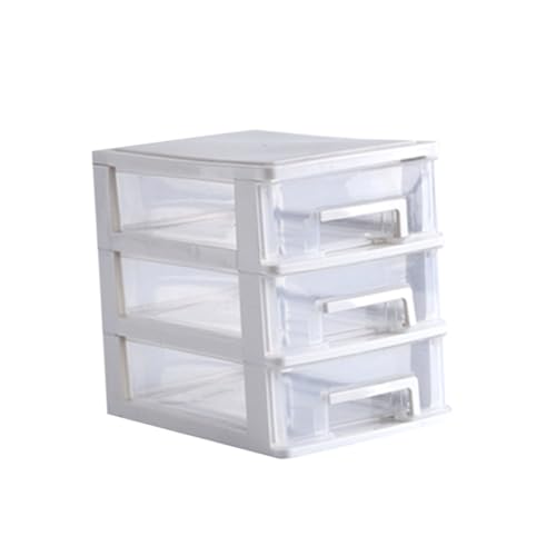 TOPPERFUN Lagiger Transparenter Organizer Kunststoff Aufbewahrungsbox Weiß für Kosmetik und Kleinteile Schreibtisch Aufbewahrungssystem Kompakt und Stapelbar von TOPPERFUN