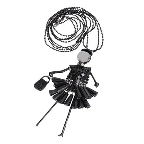 TOPPERFUN Lange Cartoon Halskette für Frauen Lustiger Anhänger mit Puppen Design Leicht und Langlebig für Partys Reisen und Festivals Schwarz von TOPPERFUN