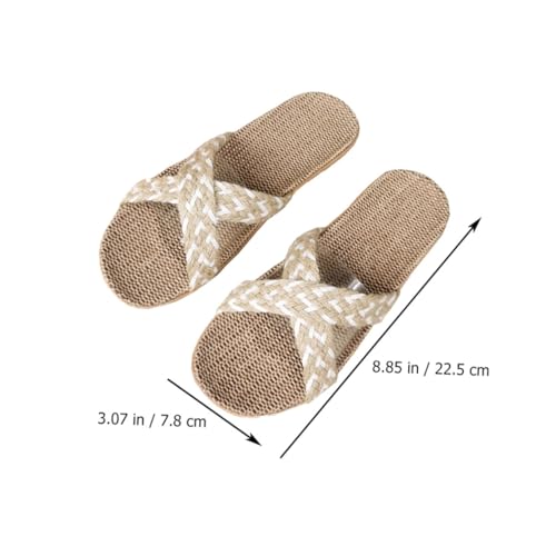 TOPPERFUN Leichte Hausschuhe Damen Sommer Slipper Atmungsaktiv Bequem Innenbereich Pantoletten Beige von TOPPERFUN