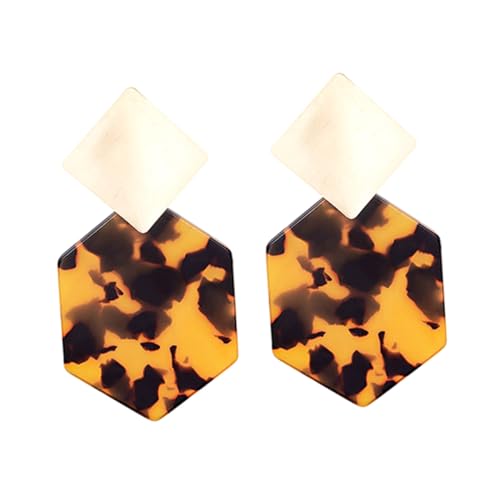 TOPPERFUN Leopard Ohrstecker Hexagon Ohrringe Extravaganter Ohrschmuck Damen Modisch Hautfreundlich Komfortabel von TOPPERFUN