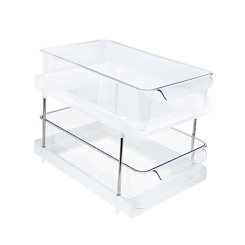 TOPPERFUN Make up Regal Für Schreibtisch Doppellagiger Kunststoff Kosmetik Organizer Transparentes Toilettenartikel Regal Für Zuhause Und Büro Multifunktionale Aufbewahrungslösung Für von TOPPERFUN