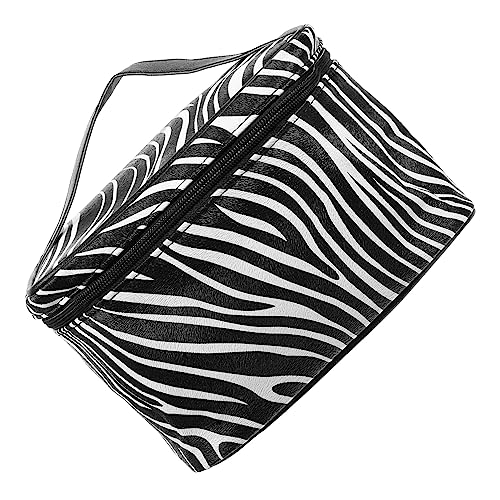 TOPPERFUN Makeup Organizer Tasche im Zebra Design Reise Kosmetiktasche mit Großem Stauraum für Toilettenartikel und Make Up aus Langlebigem PU Tragbar und Vielseitig Einsetzbar von TOPPERFUN