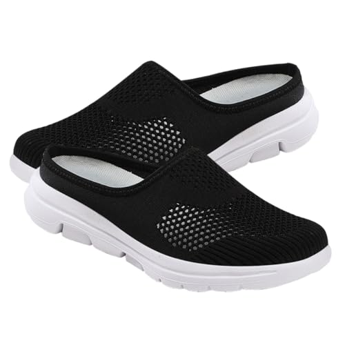 TOPPERFUN Mesh Atmungsaktive Sommer Schuhe Damen Leichte Half Slippers Bequeme Casual Pantoffeln für Alltag und Outdoor von TOPPERFUN