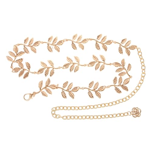 TOPPERFUN Metal Waist Chain Damen Taillenkette Bauchkette aus Metall für Strand Festival und Alltag Modischer Kettengürtel mit Goldenem Blattdesign Vielseitiges Schmuckaccessoire für Frauen von TOPPERFUN