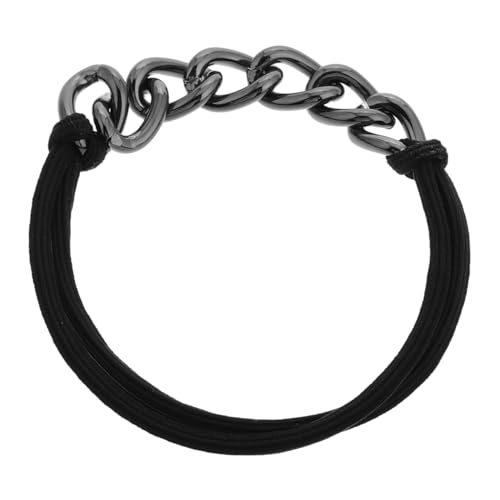 TOPPERFUN Metall Haargummi mit Kettenlink Elastisch Geflochtenes Armband Damen Ponytail Haarschmuck Schwarz Elastische Haargummis Komfortabel Haarfreundlich Vielseitig von TOPPERFUN