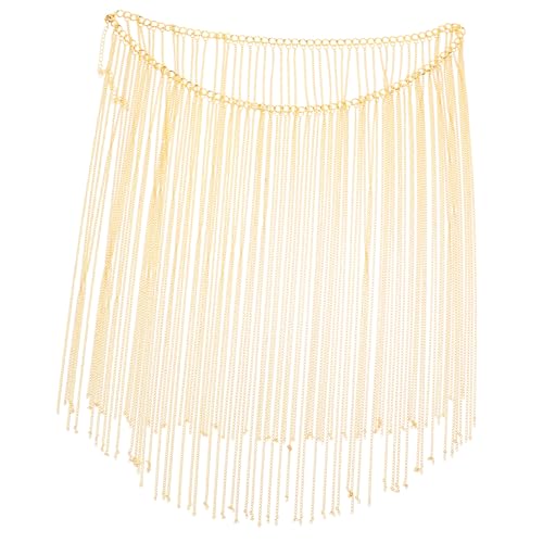 TOPPERFUN Metall Waist Chain mit Quaste Glänzende Taillenkette aus Hochwertigem Material Verstellbar Modisches Körperaccessoire für Damen für Abendkleider und Festivals von TOPPERFUN