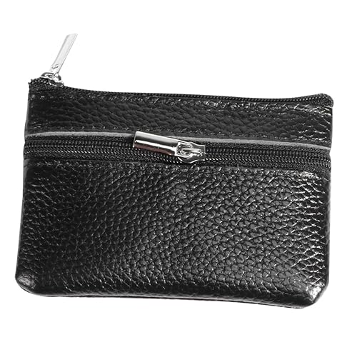 TOPPERFUN Mini Geldbörse Damen Multifunktionale PU Münztasche mit Reißverschluss Praktische Aufbewahrung für Schlüssel und Kleingeld Schwarz von TOPPERFUN