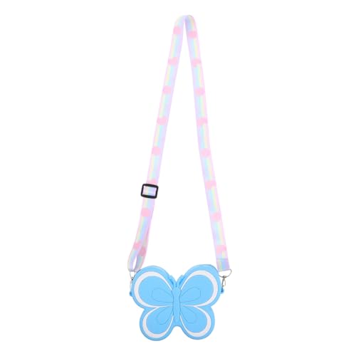 TOPPERFUN Mini Geldbörse für Mädchen aus Weichem Silikon Süße Schmetterlingsform Kleine Umhängetasche und Münzbeutel Kindgerecht Robust Modisches Accessoire in Himmelblau von TOPPERFUN