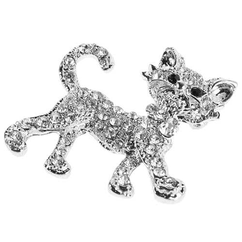 TOPPERFUN Minimalistische Katzen Brosche Glitzernder Strass Legierung Modisches Accessoire für Kleidung und Anzüge Details für Katzenliebhaber Vielseitige Anstecknadel von TOPPERFUN