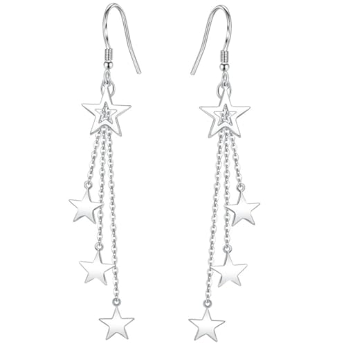 TOPPERFUN Modische Kupfer Ohrringe Damen Tropfen Ohrhänger mit Stern und Quaste Leicht und Hautfreundlich für Durchstochene Ohren Eleganter Schmuck für Mädchen Alltag und Party von TOPPERFUN