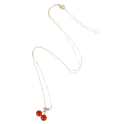 TOPPERFUN Modische Rote Frucht halskette Damen Minimalistische Sommer Halskette Zarte Schlüsselbein Kette Eleganter Halsschmuck Vielseitig für Frauen von TOPPERFUN
