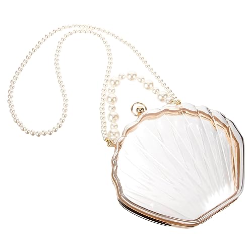 TOPPERFUN Perlenkette Umhängetasche Damen Transparente Muschel Handtasche Modische Schultertasche Für Verschiedene Anlässe Geräumige Acryl Tasche Mit Eleganten Details von TOPPERFUN
