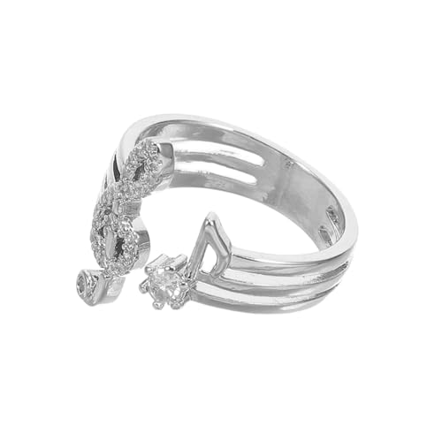 TOPPERFUN Offener Ring Mit Musiknote-design Strass-verzierung Schmuck Für Musikliebhaber Robustes Legierungsmaterial Hochglanzpoliertes Finish Angenehm Zu Tragen von TOPPERFUN