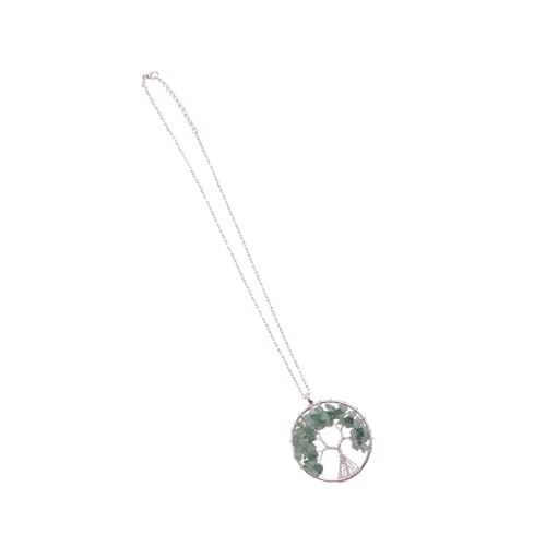 TOPPERFUN Natürliche Lebensbaum Halskette Damen Grün Aventurin Anhänger Kreativer Edelstein Schmuck für Geburtstag Muttertag Valentinstag von TOPPERFUN