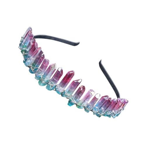 TOPPERFUN Natürlicher Quarz Haarreif Grün mit Transparenten Kristallen Braut Stirnband für Frauen und Mädchen Festlich Leicht zu Befestigen Modischer Haarschmuck von TOPPERFUN