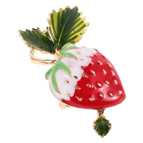 TOPPERFUN Nette Erdbeere Emaille Brosche für Frauen Spielerische Rote Erdbeere Anstecknadel mit Sicherheitsverschluss für Kleidung Rucksäcke und Hüte Lebendiges Design von TOPPERFUN