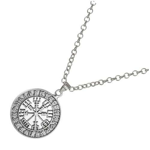 TOPPERFUN Nordic Viking Halskette Retro Clavicle Chain Männer Schmuck Doppelseitiger Anhänger mit Symbol für Partys und Besondere Anlässe Langlebig und Antikem Silber von TOPPERFUN
