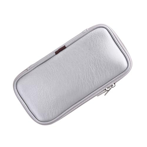 TOPPERFUN Kosmetiktasche Mit Reißverschluss Pu-Leder Tragbarer Make-up-Pinsel-Organizer Halter Für Make-up-Werkzeug Geräumig Und Kompakt Silber von TOPPERFUN