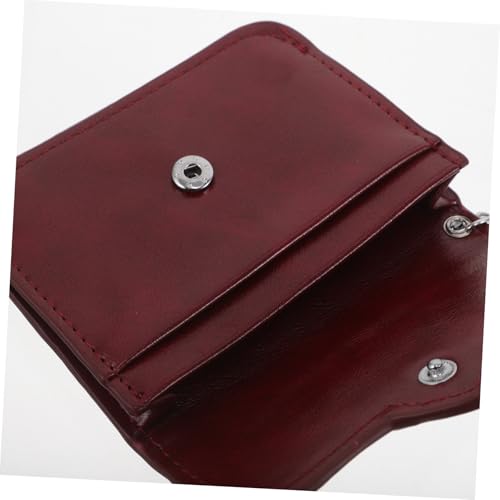 TOPPERFUN PU Material Kartenhalter Damen Wallet mit Herzverschluss Dünner Tragbarer Kreditkartenetui Leichtes Portemonnaie für Alltag Reisen und Shopping Kompaktes Design in Weinrot von TOPPERFUN
