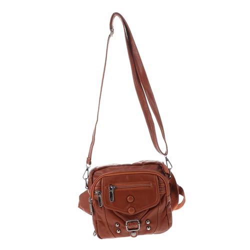 TOPPERFUN PU Umhängetasche Damen Große Kapazität Leichte Crossbody Tasche Multifunktional Verstellbar Schultergurt Vielseitig für Arbeit Reisen Alltag Modische Vintage Tote Handtasche Braun von TOPPERFUN