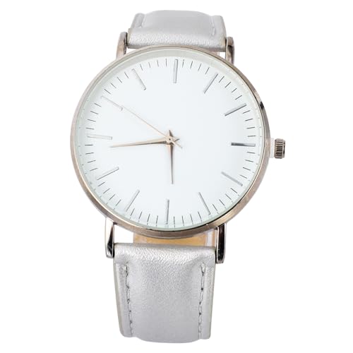 TOPPERFUN Paar Uhr Silber Pu Armbanduhr Kreativ Unisex Quarz Uhr Für Damen Und Herren Modische Und Langlebige Armbanduhr Für Geschenke von TOPPERFUN