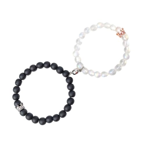 TOPPERFUN Pärchen-armband mit Memorial Wrist Chain Stilvolle Handkette für Damen und Herren Edles Schmuckstück mit Schwarzem Samt Ab-perlen-crown-design Geeignet für Jubiläen und Besondere von TOPPERFUN