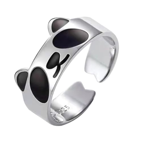 TOPPERFUN Verstellbarer Offener Ring Im Pandadesign Metallring Personalisierter Fingerschmuck Für Frauen Modischer Schmuck Mit Einfacher Größenanpassung von TOPPERFUN