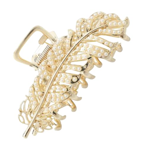 TOPPERFUN Perlen Haarklammer mit Hohlem Blattdesign Rutschfeste Haarspange für Damen Festhaltende Klammer für Lange Glatte oder Lockige Haare Vielseitiger Haarschmuck für Alltag und Büro von TOPPERFUN