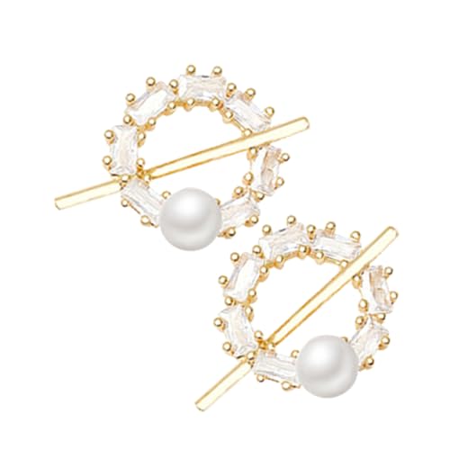 TOPPERFUN Perlen Ohrstecker Damen Modische Zirkonia Schmuck Sicherer Metall Ohrschmuck Vielseitig Kombinierbar für Alltag Hochzeit Party und Festliche Anlässe von TOPPERFUN