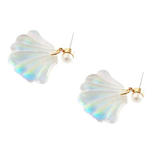 TOPPERFUN Perlen Ohrstecker Muschelform Sommer Ohrschmuck Damen Ohrstecker Mit Natürlicher Muschel Und Perle Für Alltag Und Festliche Anlässe von TOPPERFUN