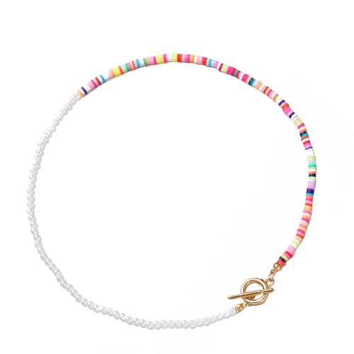 TOPPERFUN Perlenkette für Damen und Mädchen Handgefertigte Clavikonekette im Boho Stil Modisches Schmuckstück für Layering mit Anderen von TOPPERFUN