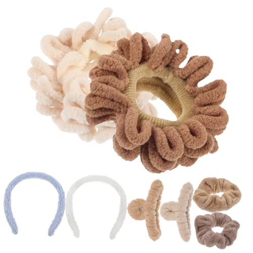 TOPPERFUN Plüsch Haarband Flauschige Haargummis und Haarspangen für Damen Mädchen Weiche Haaraccessoires Sanfter Sitz Alltag Reise Büro von TOPPERFUN