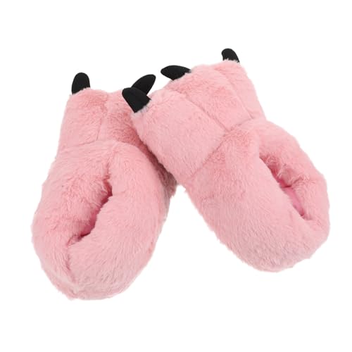TOPPERFUN Plüsch Hausschuhe Damen Cartoon Krallenform Winter Warm Gefüttert Rutschfest Indoor Outdoor Hausschlappen Rosa Niedlich Gemütlich von TOPPERFUN